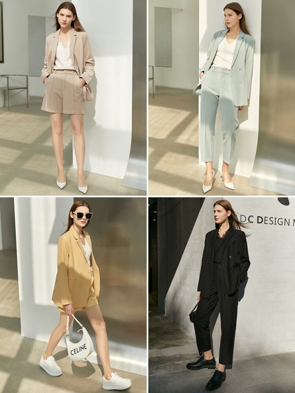 Spring Suit Office Lady Blazer Women Lace V-neck Tanks High Waist Women Pants Female Shorts - Image 4