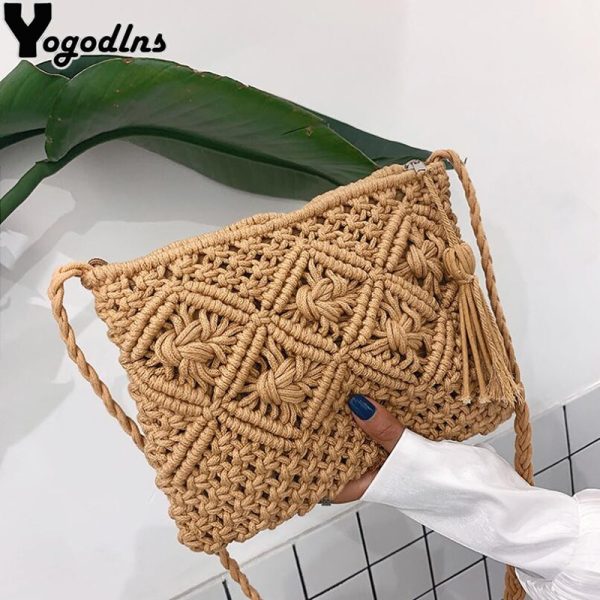 Fashion Woven Shoulder Bags Straw Summer Women Weave Crossbody Beach Travel Handbag Female Bag Women Messenger Bags Bolsa - Image 2