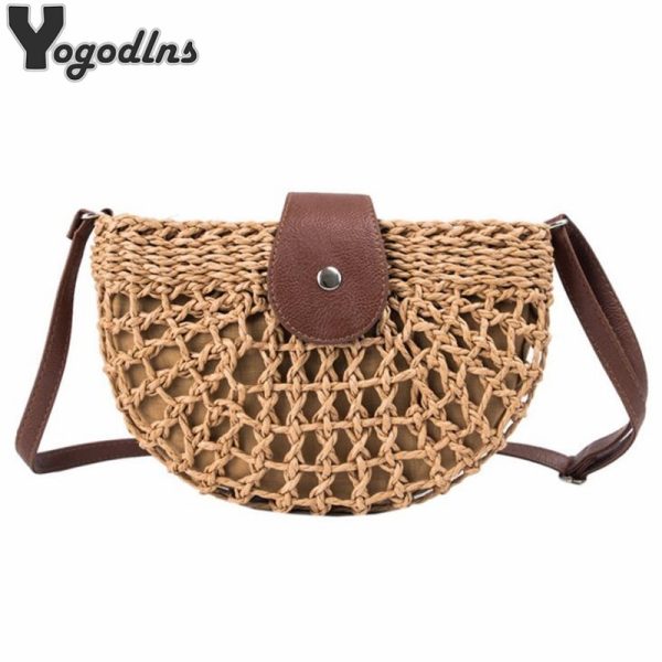 New Summer Rattan Bags Women Saddle Straw Shoulder Bag Handmade Crossbody Bag Lady Handbags Woven Bohemia Clutch - Image 2