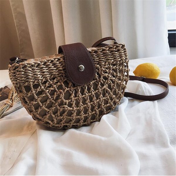 New Summer Rattan Bags Women Saddle Straw Shoulder Bag Handmade Crossbody Bag Lady Handbags Woven Bohemia Clutch - Image 3