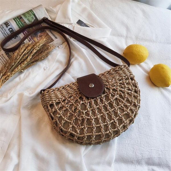 New Summer Rattan Bags Women Saddle Straw Shoulder Bag Handmade Crossbody Bag Lady Handbags Woven Bohemia Clutch - Image 4