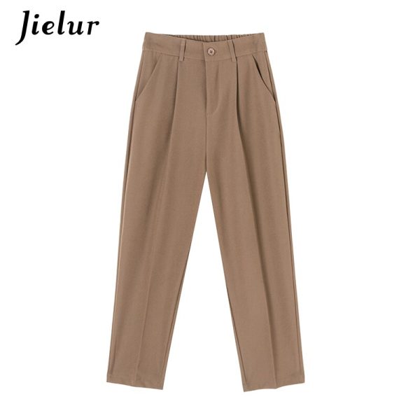 Jielur Fashion Female Pants Spring Straight Black White Khaki Trousers Suits Formal Casual S-XL New Women's Pants Harajuku - Image 6