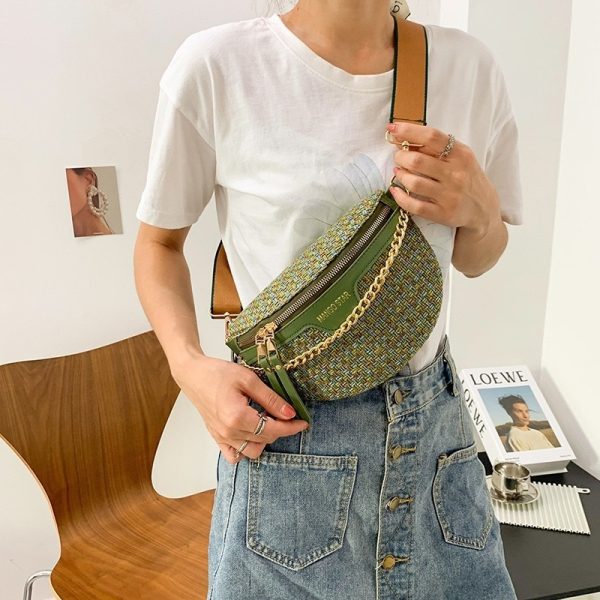 Knitted Waist Packs For Women Weaving Fanny Packs Female Waist Bags Ladies Wide Strap Crossbody Chest Bags 2022 Trended Brand - Image 6