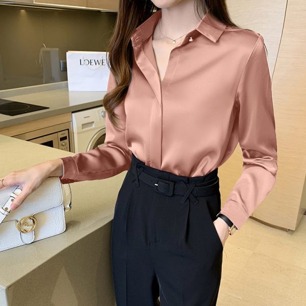 Silk Women's Shirt Long Sleeve Fashion Woman Blouses Satin Top Female Shirts and Blouse Basic Ladies Tops OL Women Clothing - Image 3