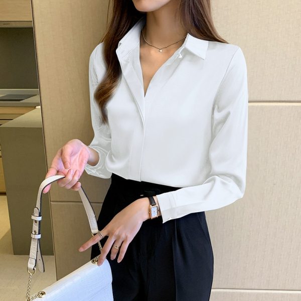 Silk Women's Shirt Long Sleeve Fashion Woman Blouses Satin Top Female Shirts and Blouse Basic Ladies Tops OL Women Clothing - Image 4