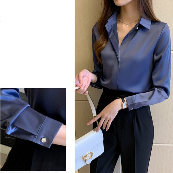 Silk Women's Shirt Long Sleeve Fashion Woman Blouses Satin Top Female Shirts and Blouse Basic Ladies Tops OL Women Clothing - Image 5