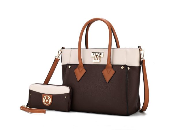 MKF Collection Brynlee Color-Block Vegan Leather Women's Tote Bag with Wallet– 2 pieces by Mia k