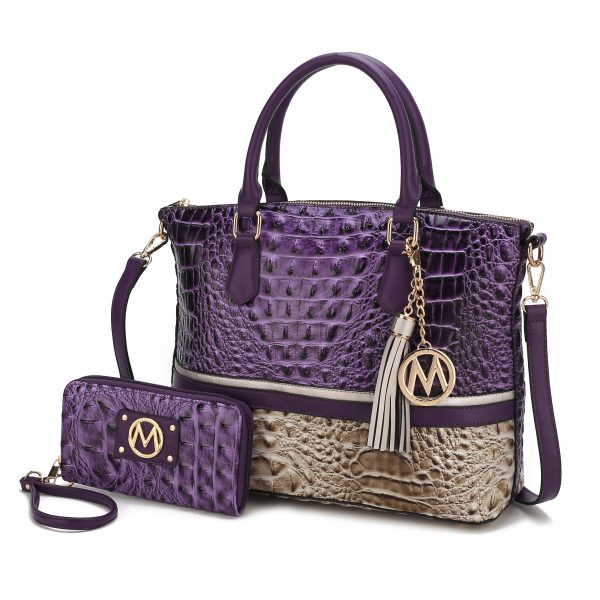 MKF Collection Autumn Crocodile Skin Tote Handbag with Wallet by Mia k