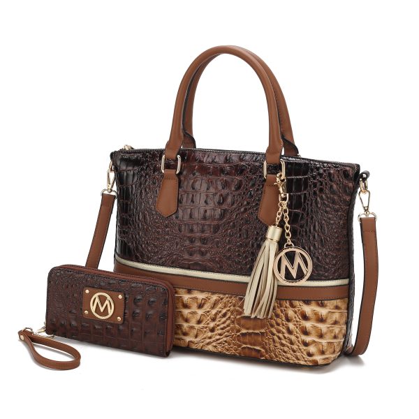 MKF Collection Autumn Crocodile Skin Tote Handbag with Wallet by Mia k