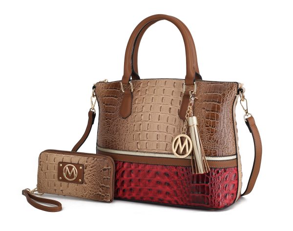 MKF Collection Autumn Crocodile Skin Tote Handbag with Wallet by Mia k