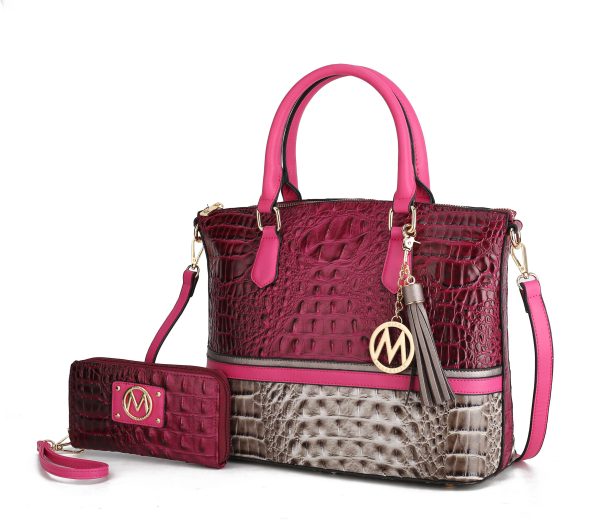 MKF Collection Autumn Crocodile Skin Tote Handbag with Wallet by Mia k