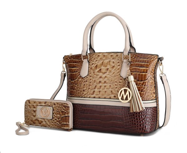 MKF Collection Autumn Crocodile Skin Tote Handbag with Wallet by Mia k