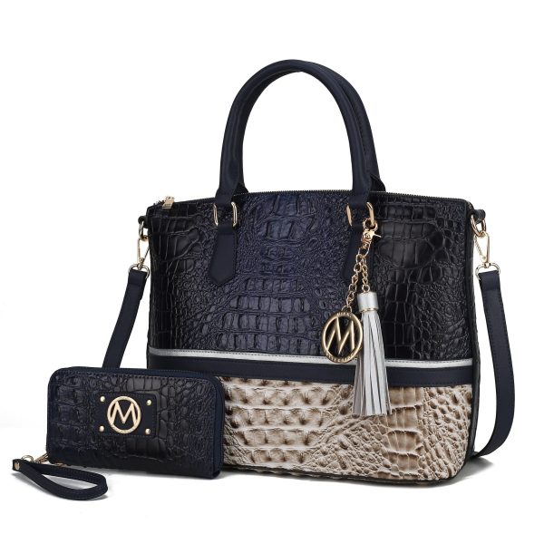 MKF Collection Autumn Crocodile Skin Tote Handbag with Wallet by Mia k