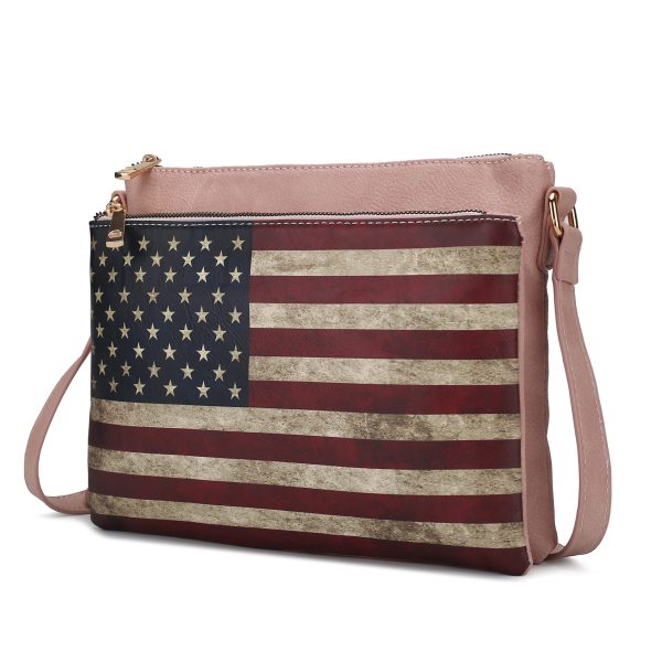 MKF Collection Madeline Printed Flag Vegan Leather Women Crossbody Bag by Mia K