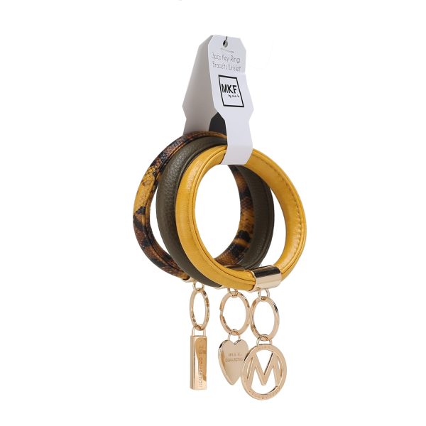 MKF Collection Jasmine Vegan Leather Women Bangle Wristlet Keychain set by Mia K