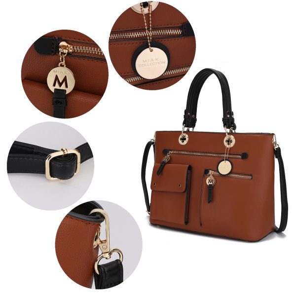 MKF Collection Julia Vegan Leather Color-block Women Satchel Bag  by Mia K - Image 53