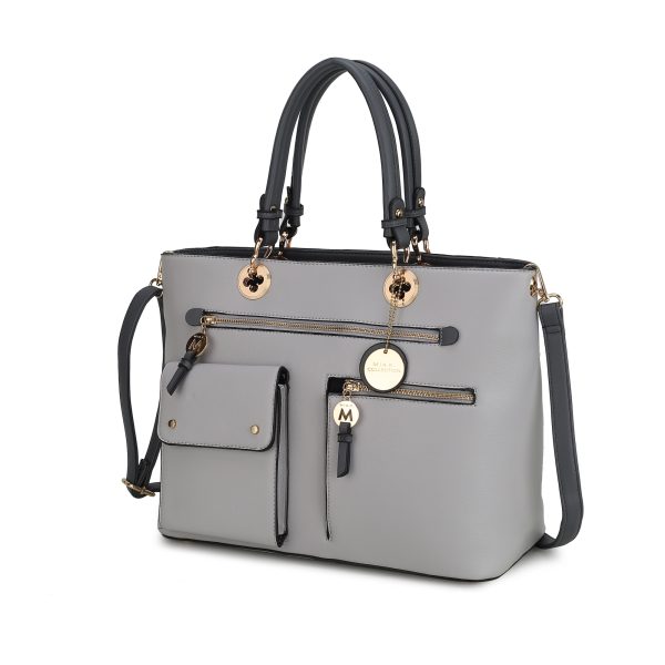 MKF Collection Julia Vegan Leather Color-block Women Satchel Bag  by Mia K