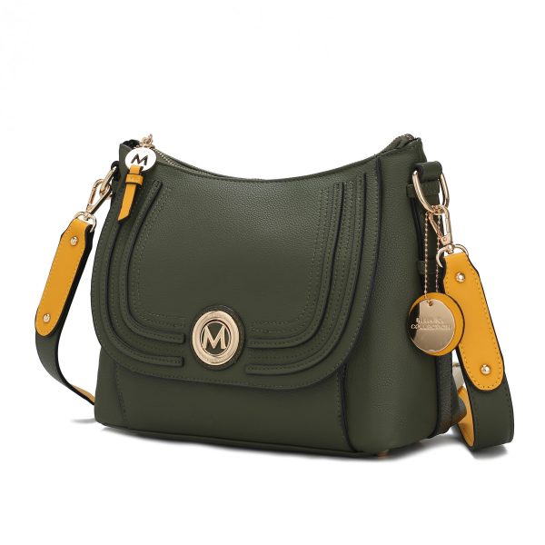 MKF Collection Blake two tone whip stitches Vegan Leather Women Shoulder bag with Wallet by Mia K