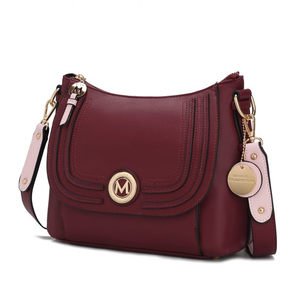 MKF Collection Blake two tone whip stitches Vegan Leather Women Shoulder bag with Wallet by Mia K