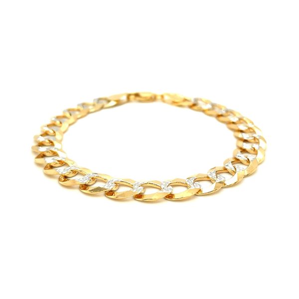 10 mm 14k Two Tone Gold Pave Curb Bracelet - Image 2