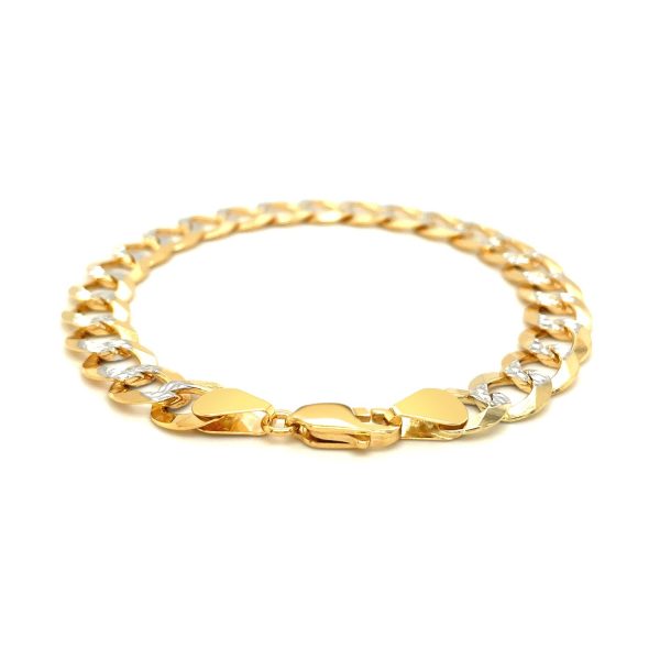 10 mm 14k Two Tone Gold Pave Curb Bracelet - Image 3