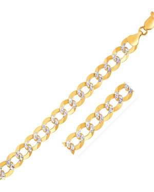 10 mm 14k Two Tone Gold Pave Curb Bracelet