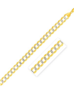 11.23 mm 14k Two Tone Gold Pave Curb Bracelet