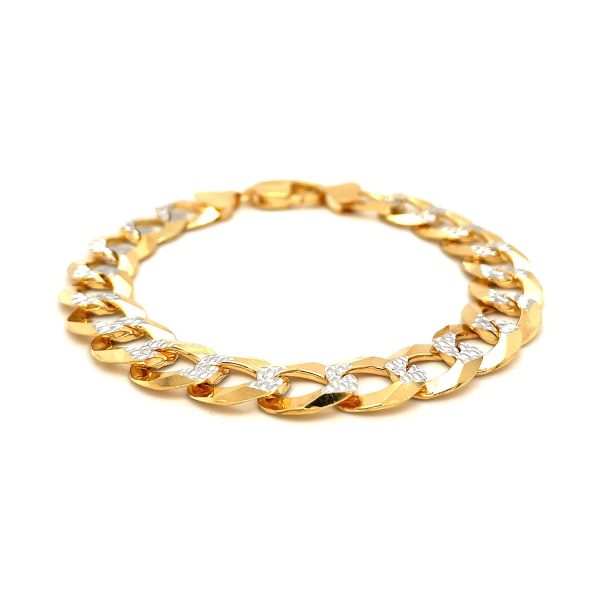 12.18 mm 14k Two Tone Gold Pave Curb Bracelet - Image 2