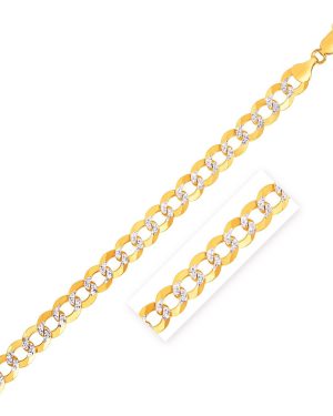 12.18 mm 14k Two Tone Gold Pave Curb Bracelet