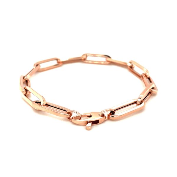 14K Rose Gold Extra Wide Paperclip Chain Bracelet - Image 2