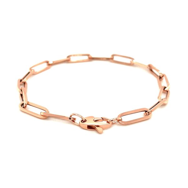 14K Rose Gold Extra Wide Paperclip Chain Bracelet - Image 3