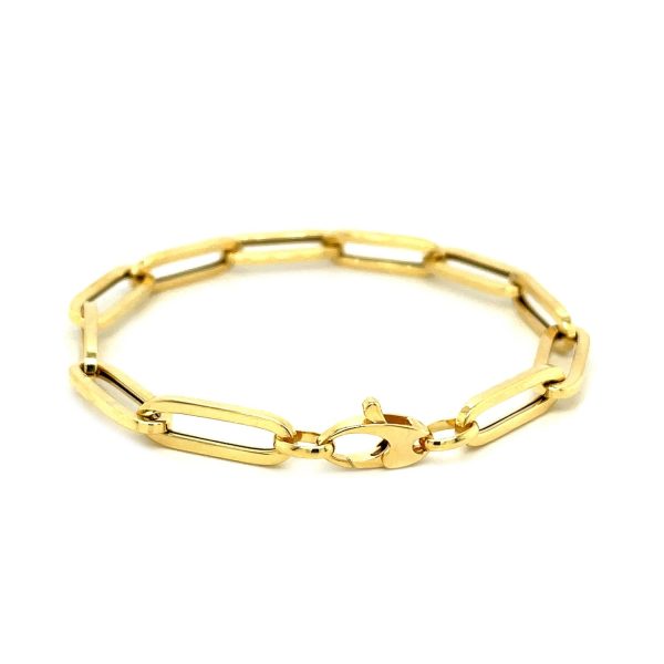 14K Yellow Gold Extra Wide Paperclip Chain Bracelet - Image 3