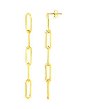 14K Yellow Gold Five Link Paperclip Chain Earrings