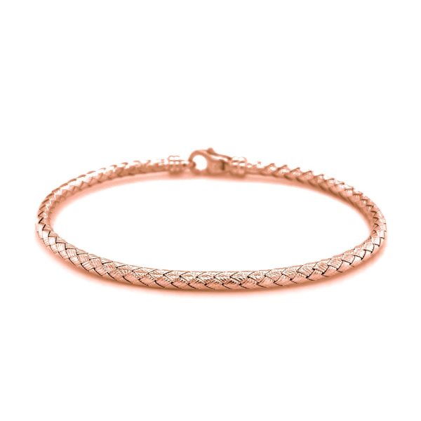 14k Rose Gold Fancy Weave Motif Bangle - Image 2