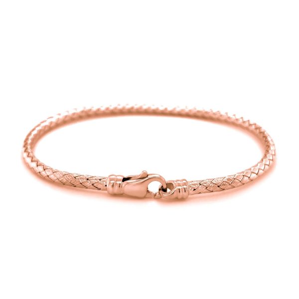 14k Rose Gold Fancy Weave Motif Bangle - Image 3