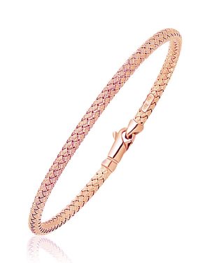 14k Rose Gold Fancy Weave Motif Bangle