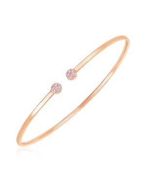 14k Rose Gold High Polish Diamond Cluster Bangle (2mm)