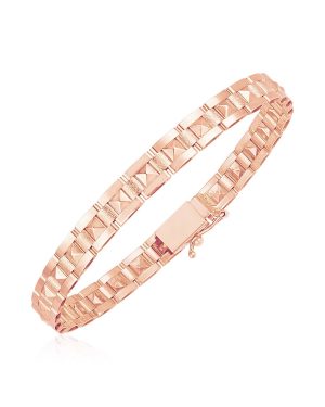 14k Rose Gold High Polish Spike Pyramid Bracelet (6mm)