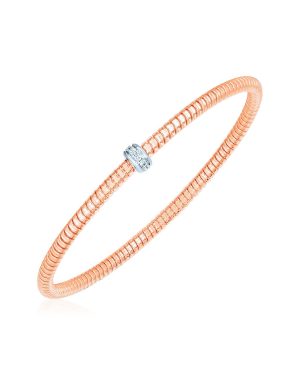 14k Rose Gold Stretch Bangle with Diamonds