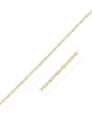 14k Two Tone Gold High Polish Diamond Cut Link Chain (3.2mm)