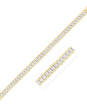 14k Two Tone Gold High Polish Railroad Link Bracelet (8.2mm)