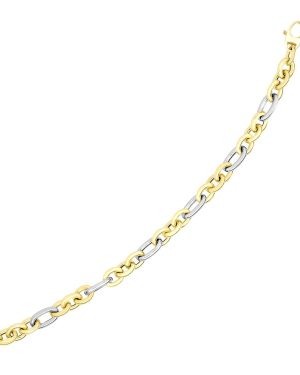 14k Two-Tone Gold Long and Short Style Oval Link Bracelet