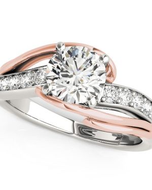 14k White And Rose Gold Bypass Shank Diamond Engagement Ring (1 1/8 cttw)