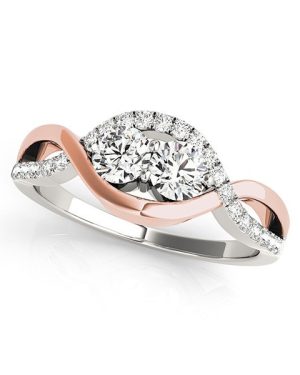 14k White And Rose Gold Infinity Style Two Stone Diamond Ring (5/8 cttw)