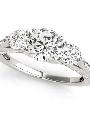 14k White Gold 3 Stone Style Round Diamond Engagement Ring (1 3/4 cttw)