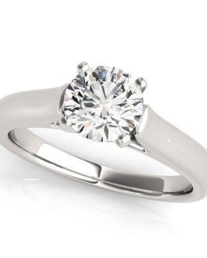 14k White Gold Cathedral Design Solitaire Diamond Engagement Ring (1 cttw)