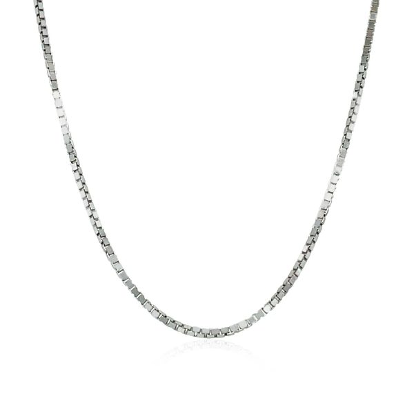 14k White Gold Classic Box Chain 1.1mm - Image 2