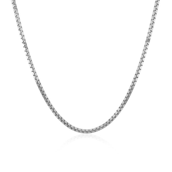 14k White Gold Classic Box Chain 1.4mm - Image 2