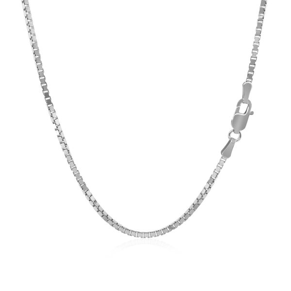 14k White Gold Classic Box Chain 1.4mm - Image 3