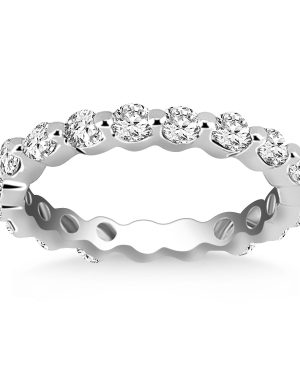 14k White Gold Common Prong Round Cut Diamond Eternity Ring